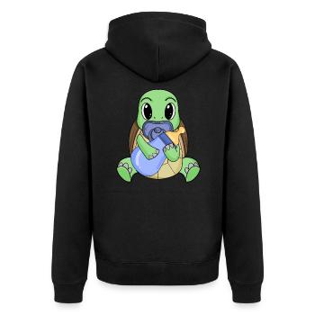 Baby Schildkröte - Unisex Premium Bio Zip Hoodie - Schwarz - Hinten - Nico (187cm)