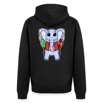 Tankwart Elefant Tankstelle - Unisex Premium Bio Zip Hoodie - Schwarz - Hinten - Nico (187cm)