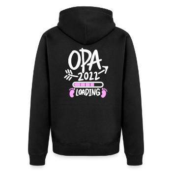 Opa 2022 Loading - Opa werden - Bald Opa - Unisex Premium Bio Zip Hoodie - Schwarz - Hinten - Nico (187cm)