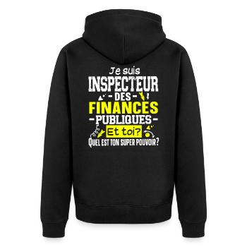 Inspecteur Finances Publiques Impôts Métier - Veste à capuche bio Premium Unisexe - noir - Dos - Nico (187cm)