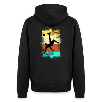 Fußball - Unisex Premium Bio Zip Hoodie - Schwarz - Hinten - Nico (187cm)