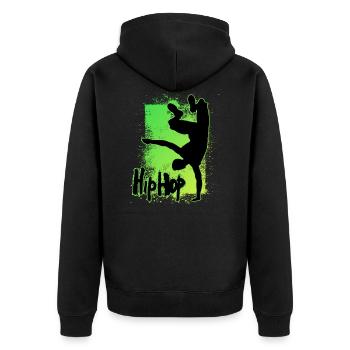 Hip Hop - Unisex Premium Bio Zip Hoodie - Schwarz - Hinten - Nico (187cm)