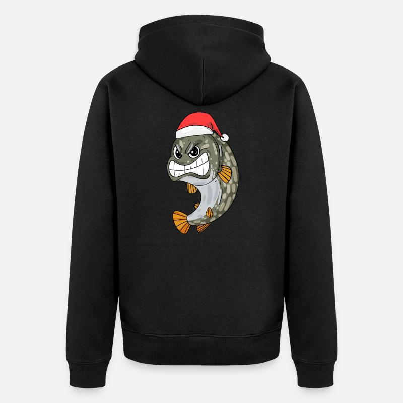 Noël du poisson brochet - Veste à capuche bio Premium Unisexe - noir