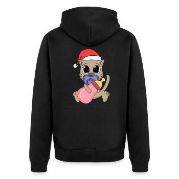 Baby Katze Weihnachten - Unisex Premium Bio Zip Hoodie - Schwarz - Hinten - Nico (187cm)