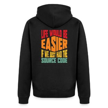 Programmierer Coder Software Entwickler - Unisex Premium Bio Zip Hoodie - Schwarz - Hinten - Nico (187cm)