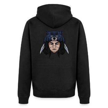 Wolf - Unisex Premium Organic Zip Hoodie - black - Back - Nico (187cm)