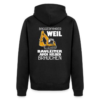 Bagger Baggerfahrer Spruch - Unisex Premium Bio Zip Hoodie - Schwarz - Hinten - Nico (187cm)