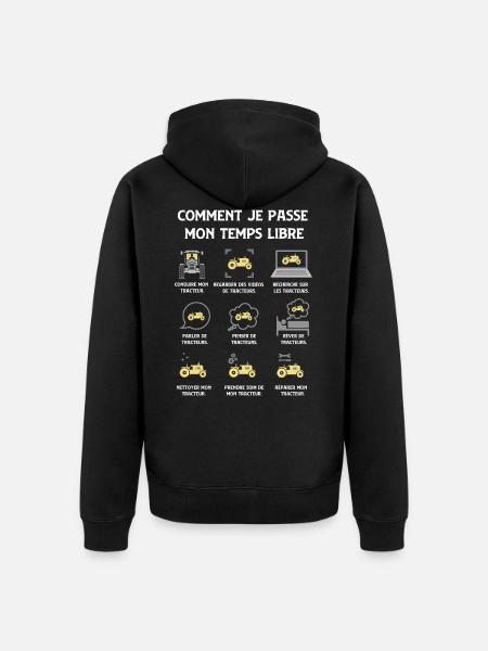 Tracteur Humour Agriculteur Paysan Fermier - Veste à capuche bio Premium Unisexe - noir