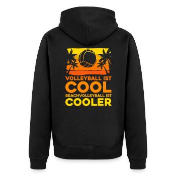 Volleyball Beachvolleyball - Unisex Premium Bio Zip Hoodie - Schwarz - Hinten - Nico (187cm)