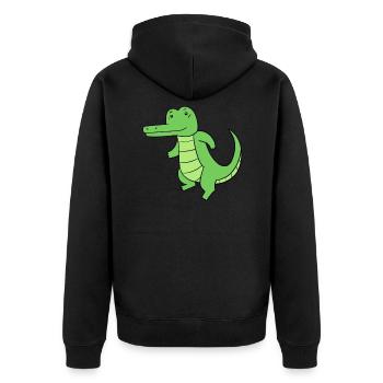Krokodil - Unisex Premium Bio Zip Hoodie - Schwarz - Hinten - Nico (187cm)