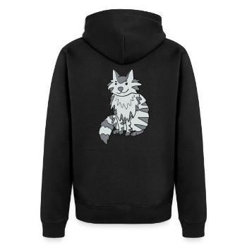 Maine Coon Katze - Unisex Premium Bio Zip Hoodie - Schwarz - Hinten - Nico (187cm)