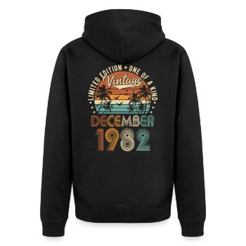 Décembre 1982 Vintage Retro Anniversaire - Veste à capuche bio Premium Unisexe - noir - Dos - Nico (187cm)