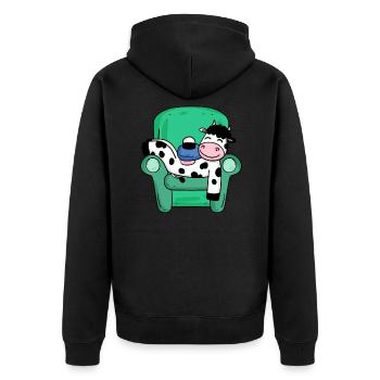 Cow - Unisex Premium Organic Zip Hoodie - black - Back - Nico (187cm)