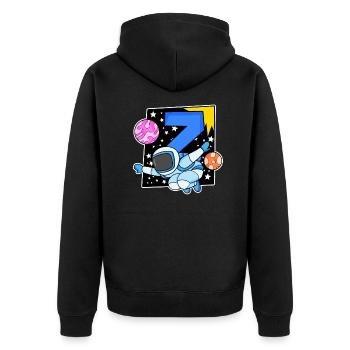 7 Geburtstag Junge - 7 Jahre alt - Ich bin 7 - Unisex Premium Bio Zip Hoodie - Schwarz - Hinten - Nico (187cm)