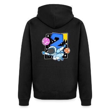 2 Geburtstag Junge - 2 Jahre alt - Ich bin 2 - Unisex Premium Bio Zip Hoodie - Schwarz - Hinten - Nico (187cm)