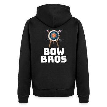 Bogenschütze Bogensport Pfeil Bogen Bogenschießen - Unisex Premium Bio Zip Hoodie - Schwarz - Hinten - Nico (187cm)