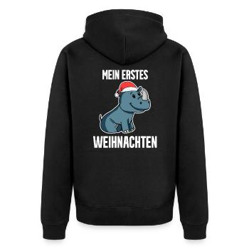 mein erstes Weihnachten - Baby - Unisex Premium Bio Zip Hoodie - Schwarz - Hinten - Nico (187cm)