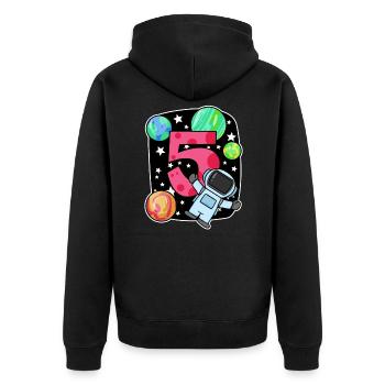 5 anniversaire garçon - 5 ans - J’ai 5 ans - Veste à capuche bio Premium Unisexe - noir - Dos - Nico (187cm)