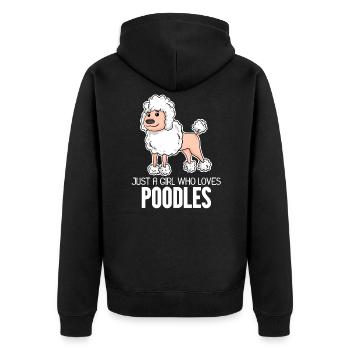 Pudel Hund - Unisex Premium Bio Zip Hoodie - Schwarz - Hinten - Nico (187cm)