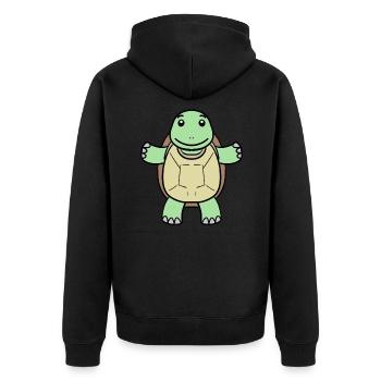 Turtle - Unisex Premium Organic Zip Hoodie - black - Back - Nico (187cm)