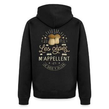 Cèpe Champignon Cueillette Cèpes Champignons - Veste à capuche bio Premium Unisexe - noir - Dos - Nico (187cm)