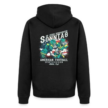 An jedem verdammten Sonntag | American Football - Unisex Premium Bio Zip Hoodie - Schwarz - Hinten - Nico (187cm)