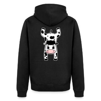 Turnen Sport Handstand Kuh - Unisex Premium Bio Zip Hoodie - Schwarz - Hinten - Nico (187cm)
