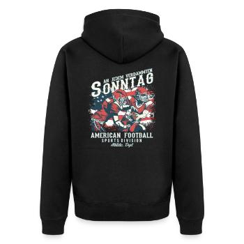 An jedem verdammten Sonntag | American Football - Unisex Premium Bio Zip Hoodie - Schwarz - Hinten - Nico (187cm)