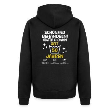 Goldene Hochzeit Ehemann 50 Hochzeitstag - Unisex Premium Bio Zip Hoodie - Schwarz - Hinten - Nico (187cm)