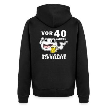 40 Jubiläum Spruch - 40 Jahre - 40. Geburtstag - Unisex Premium Bio Zip Hoodie - Schwarz - Hinten - Nico (187cm)