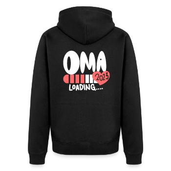 Oma 2023 - Werdende Oma 2023 - Unisex Premium Bio Zip Hoodie - Schwarz - Hinten - Nico (187cm)