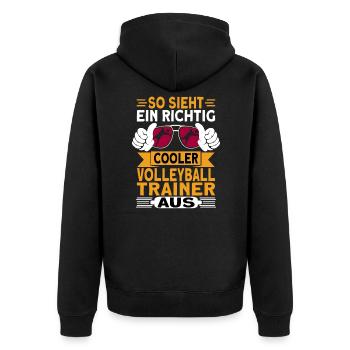 Volleyball Trainer Volleyballer Mannschaft - Unisex Premium Bio Zip Hoodie - Schwarz - Hinten - Nico (187cm)