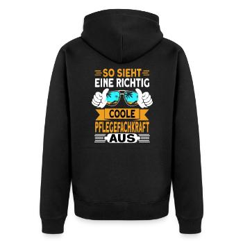 Pflegefachkraft Altenpfleger Pflegerin - Unisex Premium Bio Zip Hoodie - Schwarz - Hinten - Nico (187cm)