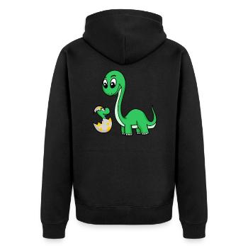 Dinosaures avec bébés dinosaures - Veste à capuche bio Premium Unisexe - noir - Dos - Nico (187cm)