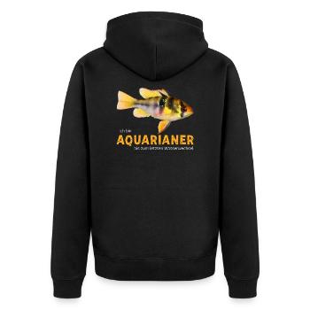 Ich bin Aquarianer... - Unisex Premium Bio Zip Hoodie - Schwarz - Hinten - Nico (187cm)