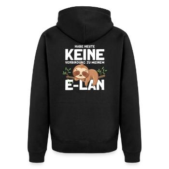 Habe heute keine Verbindung zu meinem E-Lan - Unisex Premium Bio Zip Hoodie - Schwarz - Hinten - Nico (187cm)
