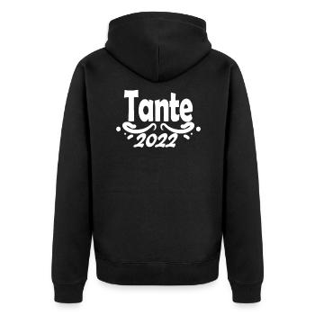 Tante 2022 - Unisex Premium Bio Zip Hoodie - Schwarz - Hinten - Nico (187cm)