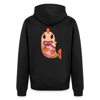 Baby Fisch - Unisex Premium Bio Zip Hoodie - Schwarz - Hinten - Nico (187cm)