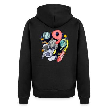 9 birthday boy - 9 years old - I am 9 - Unisex Premium Organic Zip Hoodie - black - Back - Nico (187cm)