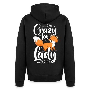 Fuchs Füchse - Unisex Premium Bio Zip Hoodie - Schwarz - Hinten - Nico (187cm)