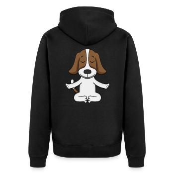 Yoga Hund Basset Hound - Unisex Premium Bio Zip Hoodie - Schwarz - Hinten - Nico (187cm)