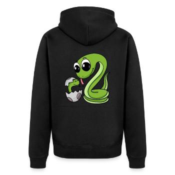 Schlange mit Baby Schlange - Unisex Premium Bio Zip Hoodie - Schwarz - Hinten - Nico (187cm)