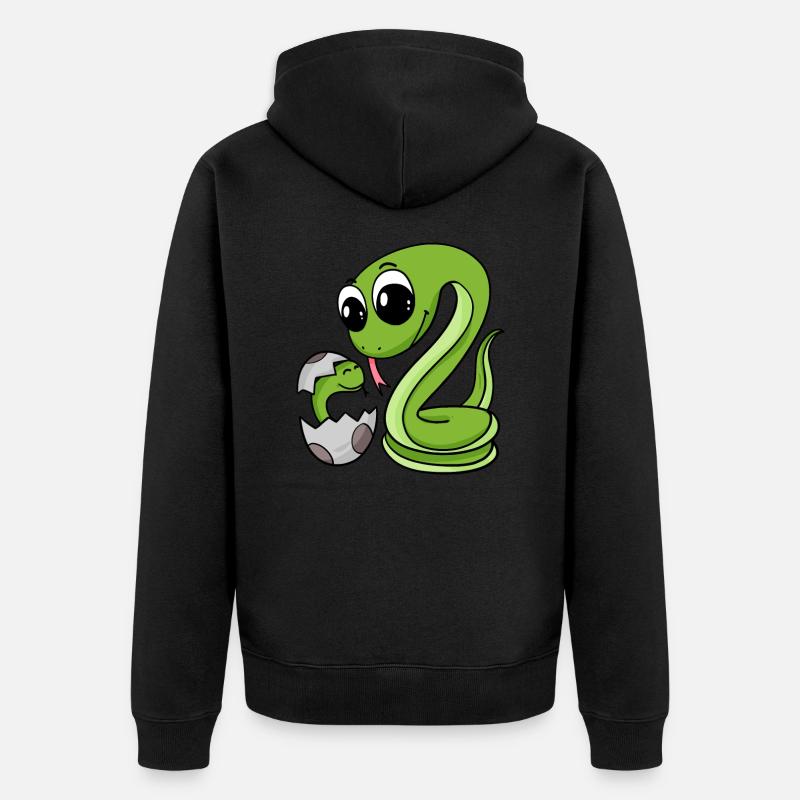 Serpent avec bébé serpent - Veste à capuche bio Premium Unisexe - noir