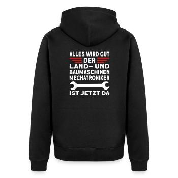 Land und Baumaschinenmechatroniker - Unisex Premium Bio Zip Hoodie - Schwarz - Hinten - Nico (187cm)