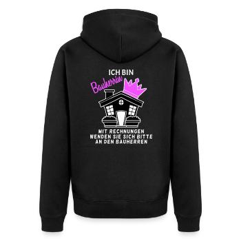 Bauherrin Hausbau - Unisex Premium Bio Zip Hoodie - Schwarz - Hinten - Nico (187cm)