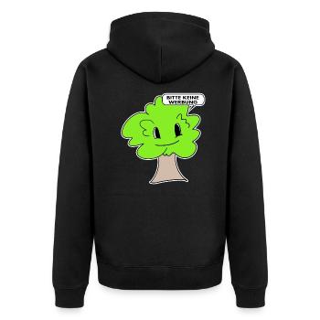 Briefkasten Aufkleber Bitte keine Werbung - Unisex Premium Bio Zip Hoodie - Schwarz - Hinten - Nico (187cm)