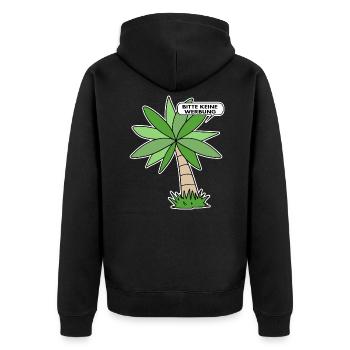 Bitte keine Werbung - Unisex Premium Bio Zip Hoodie - Schwarz - Hinten - Nico (187cm)