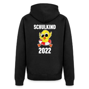 Schulkind 2022 Einschulung Ente - Unisex Premium Bio Zip Hoodie - Schwarz - Hinten - Nico (187cm)