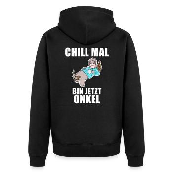 Neffe Onkel Geschenk - Unisex Premium Bio Zip Hoodie - Schwarz - Hinten - Nico (187cm)