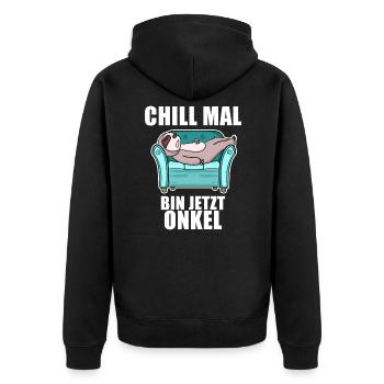 Neffe Onkel Geschenk - Unisex Premium Bio Zip Hoodie - Schwarz - Hinten - Nico (187cm)